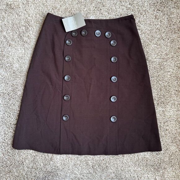 Anthropologie Elevenses Women’s Brown Button High Waisted A-Line Skirt size 2 - Picture 1 of 4